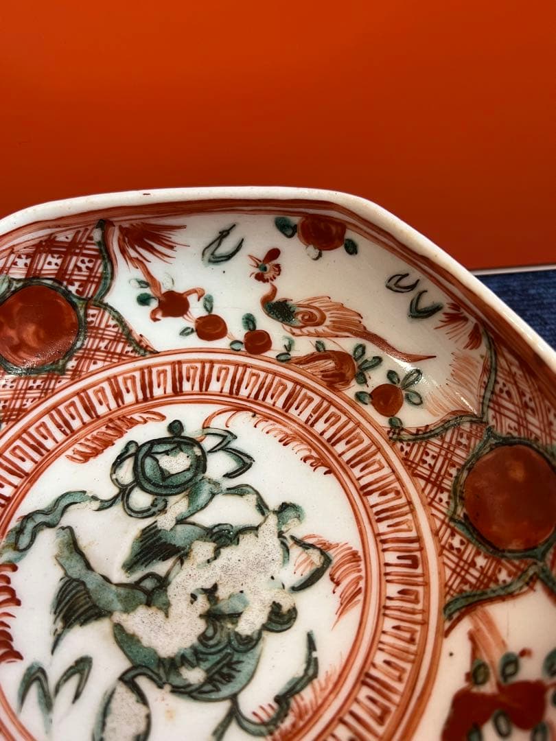 1280 道八 赤絵 菓子鉢 時代物 骨董品