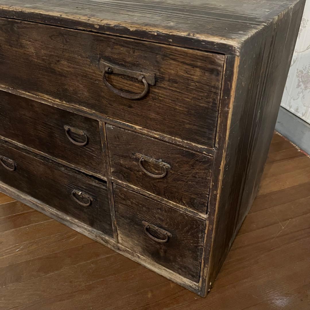 アンティーク】昭和レトロ 木製 小箪笥 小引出し 収納棚 チェスト 古家具