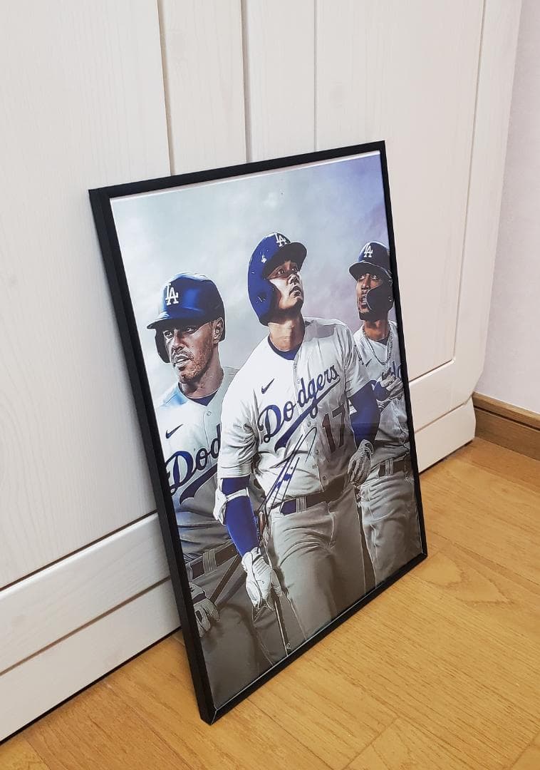 LAドジャース大谷.ベッツ.フリーマンMLBWS連覇！A3ポスターフレーム