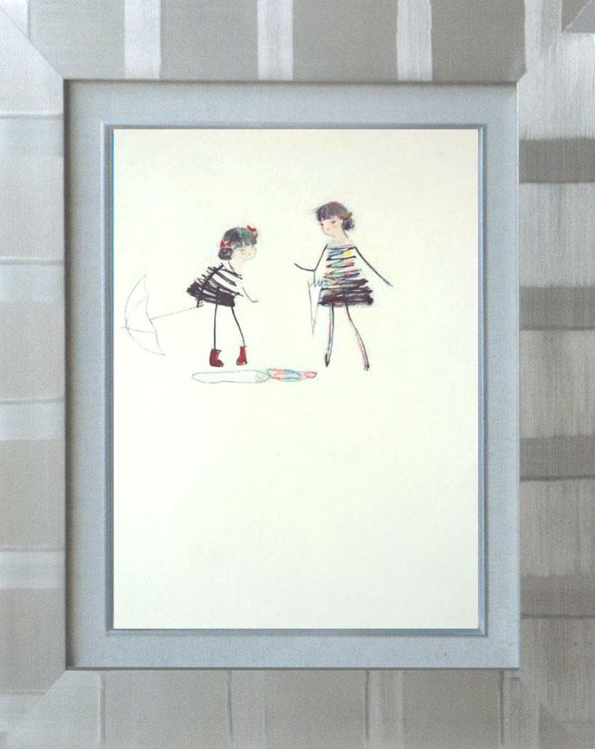 油絵 絵 絵画インテリア 額付(銀) F4-040314 子供たち 雨あがり 油絵 絵 絵画インテリア 額付(銀) F4-040314 子供たち 雨あがり