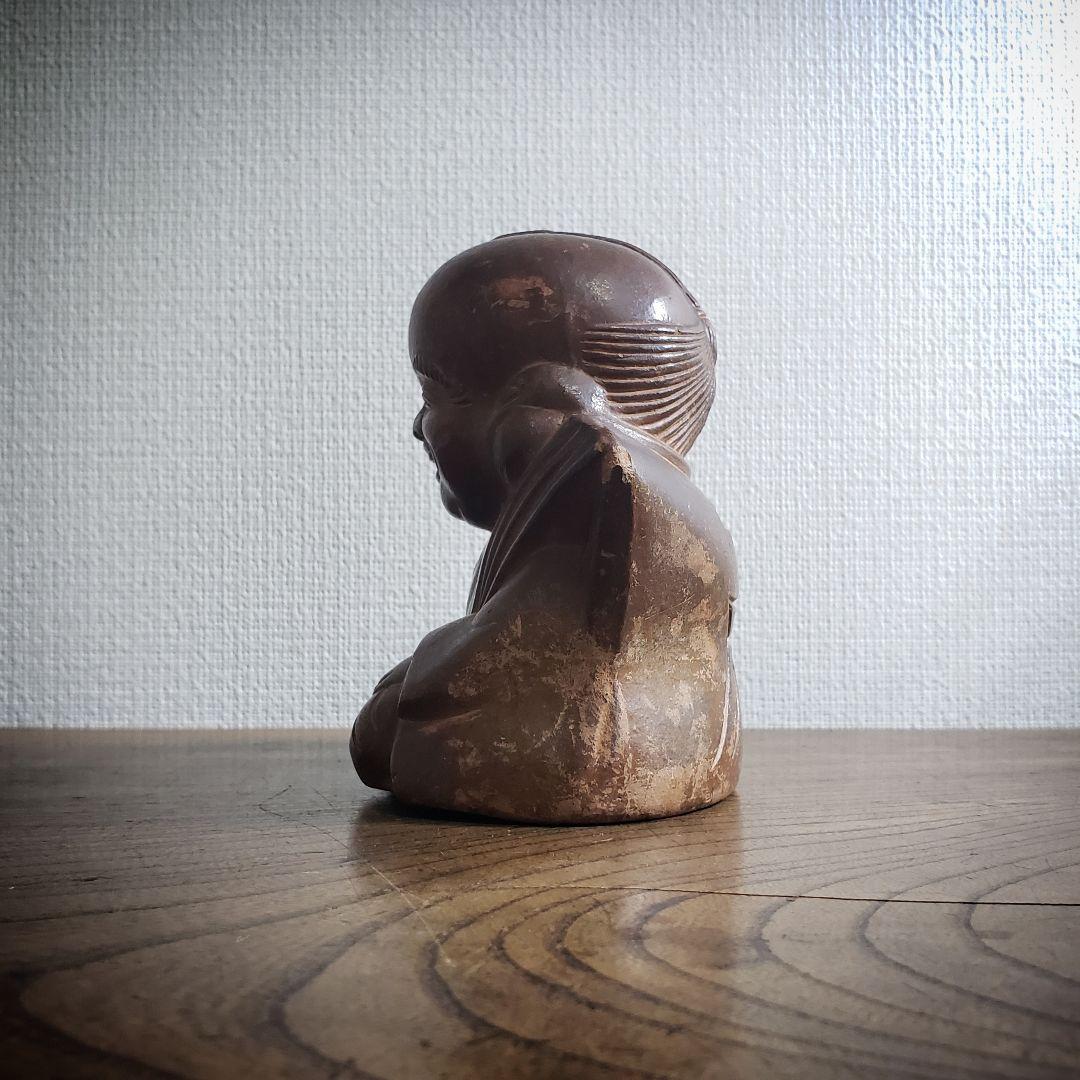 福助 古備前 貯金箱 縁起物 アンティーク 昭和レトロ 骨董品 明治 大正