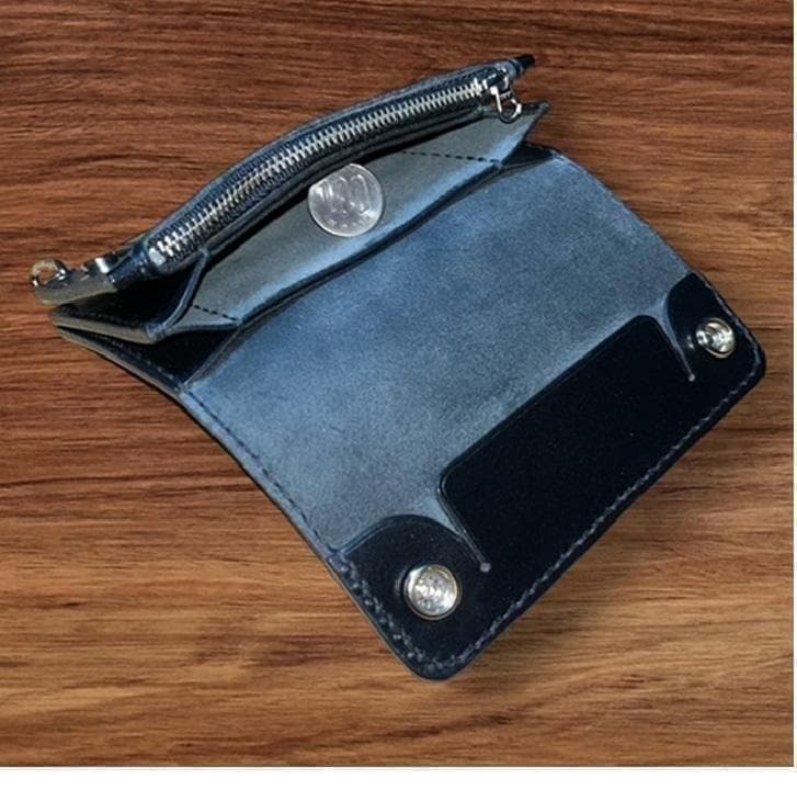 まりりん ⑤ミドルトラッカーウォレット/栃木レザー/シルバ/小判カンシルバ