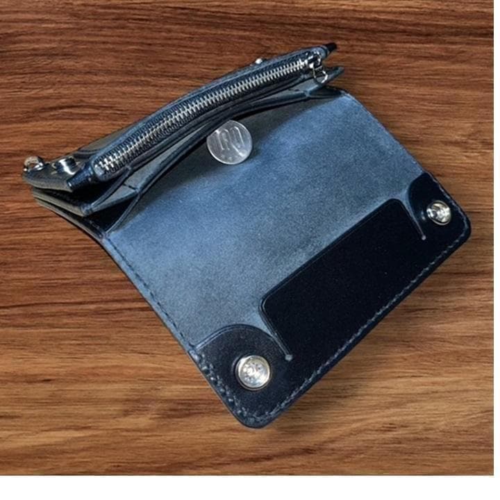 まりりん ⑤ミドルトラッカーウォレット/栃木レザー/シルバ/小判カンシルバ