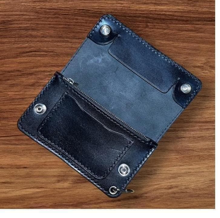 まりりん ⑤ミドルトラッカーウォレット/栃木レザー/シルバ/小判カンシルバ