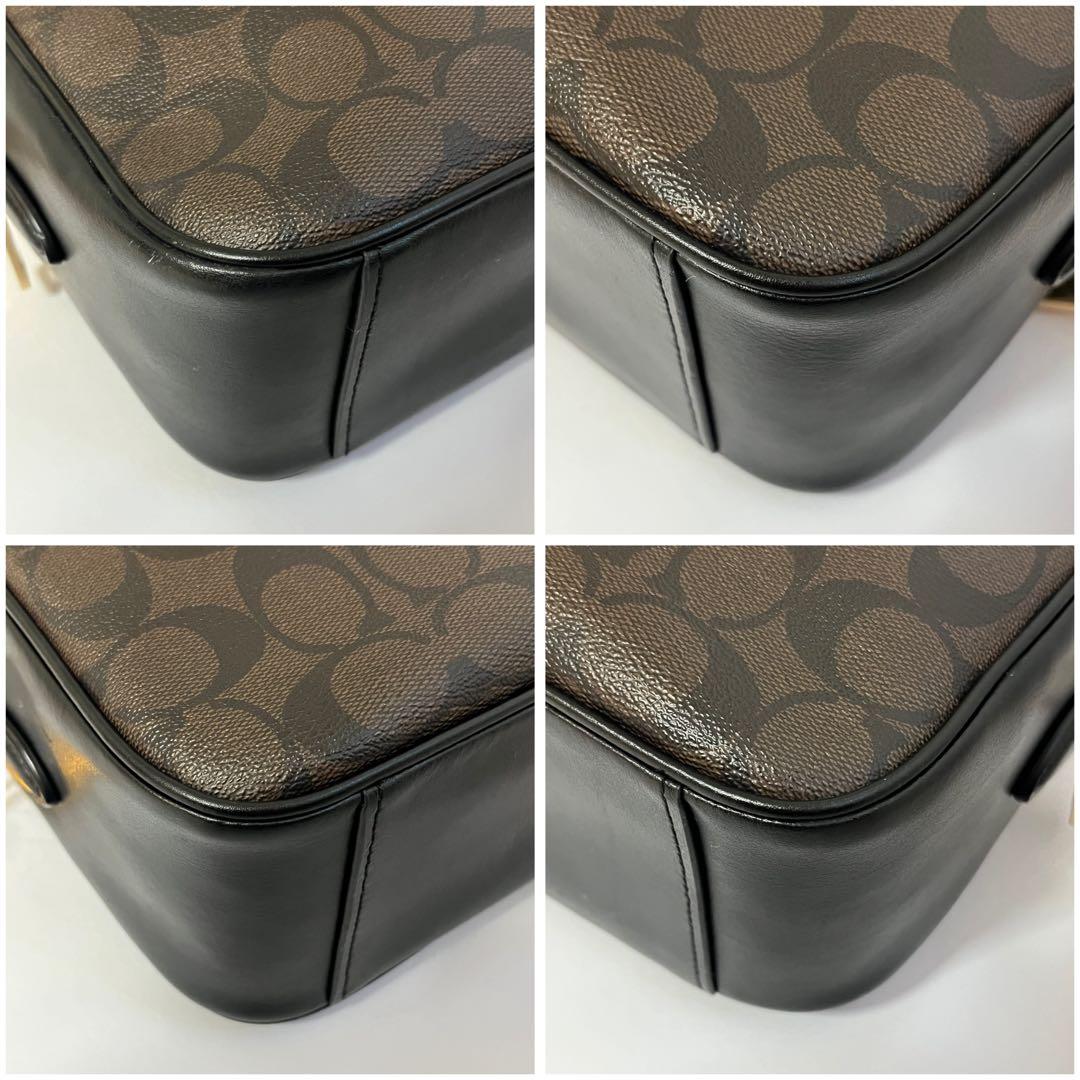 極美品✨コーチ　カメラバッグ　ショルダーバッグ　ダブルジップ　PVCレザー　黒