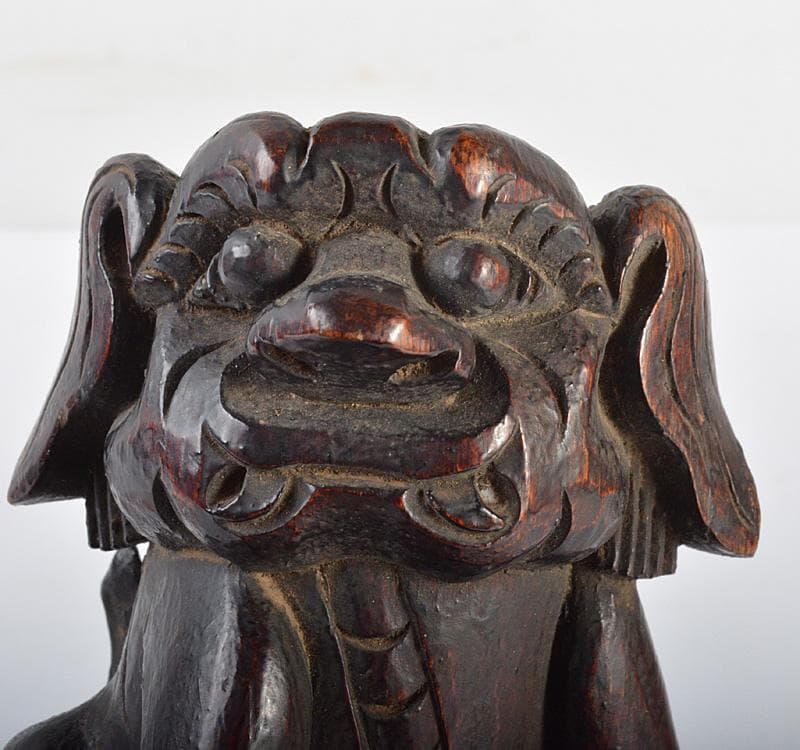 中国 唐木紫檀製 獅子鈕印材 置物 M R4624