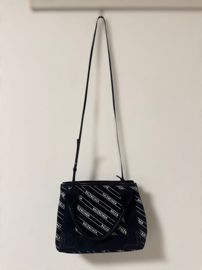 BALENCIAGA バレンシアガ ロゴ総柄 ミニトートバッグ ブラック
