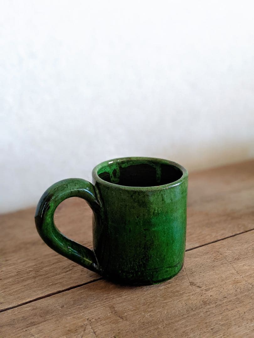 フランス　マグカップ　緑釉　リムーザン地方