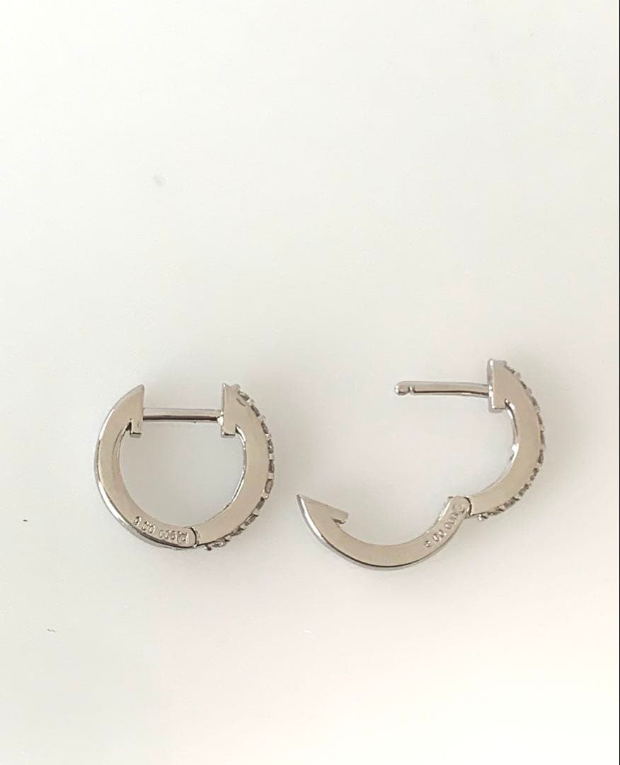 大特価！！Pt900 天然ダイヤモンド 中折れピアス フープピ