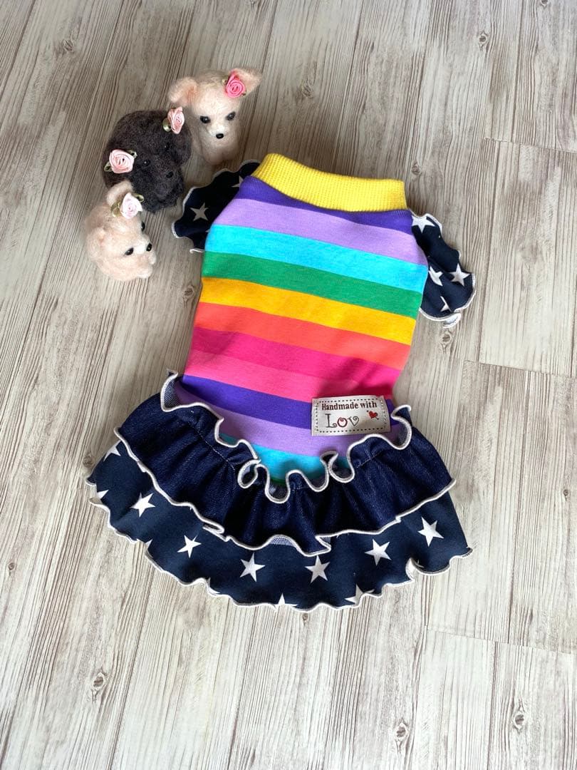 犬服 ワンピース(SS) ꒡̈⃝Lily꒡̈⃝ハンドメイド 値下げしました