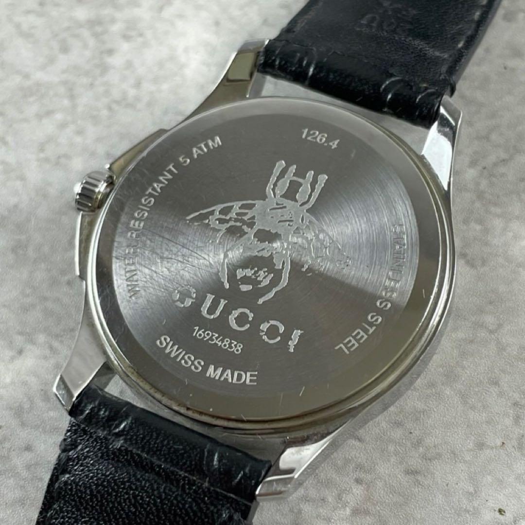 【正規品】GUCCI グッチ 腕時計 GG柄 ブラック シマレザー クォーツ 蜂