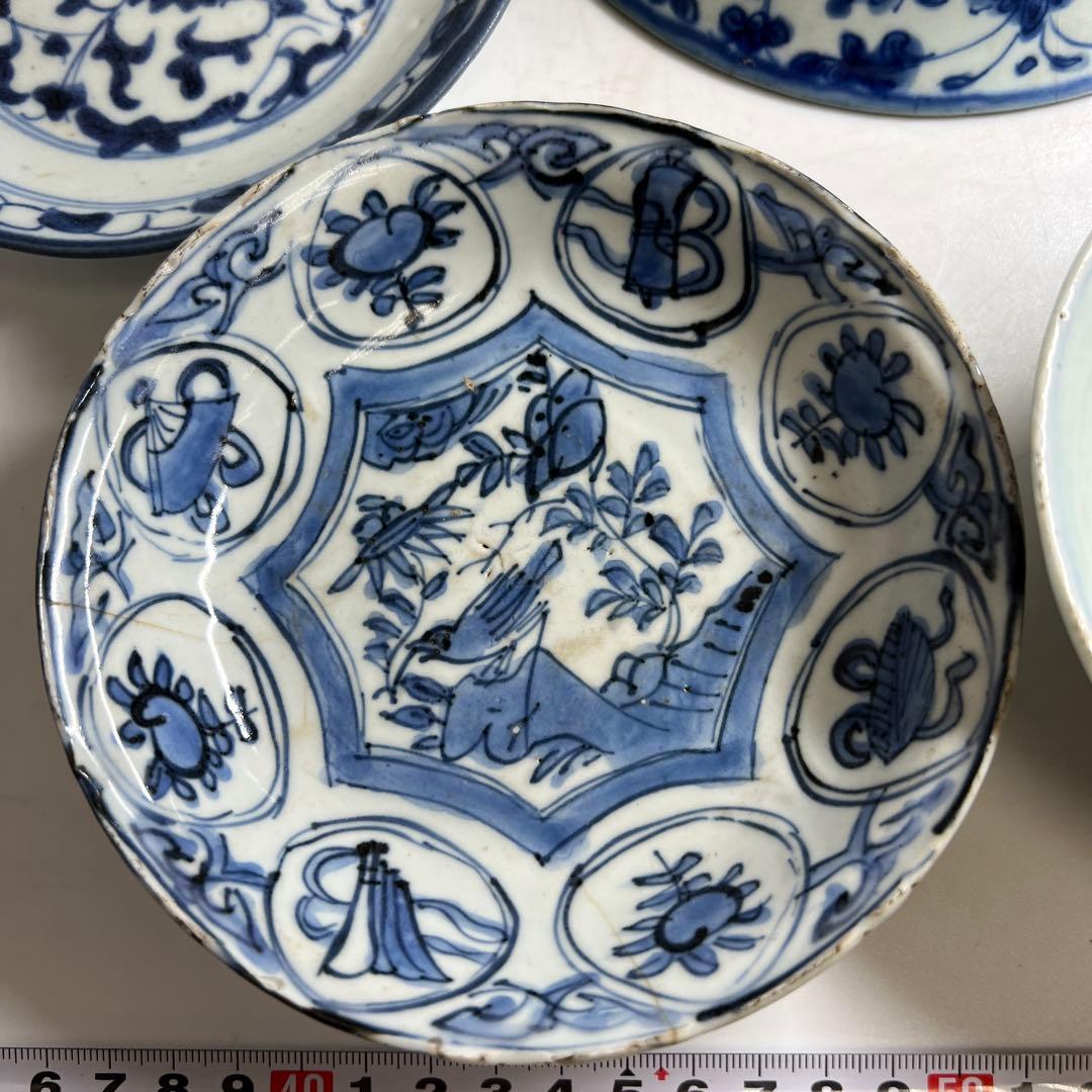 中国明末清朝時代 青草鉢、皿色々 口径約14~18㎝ 東