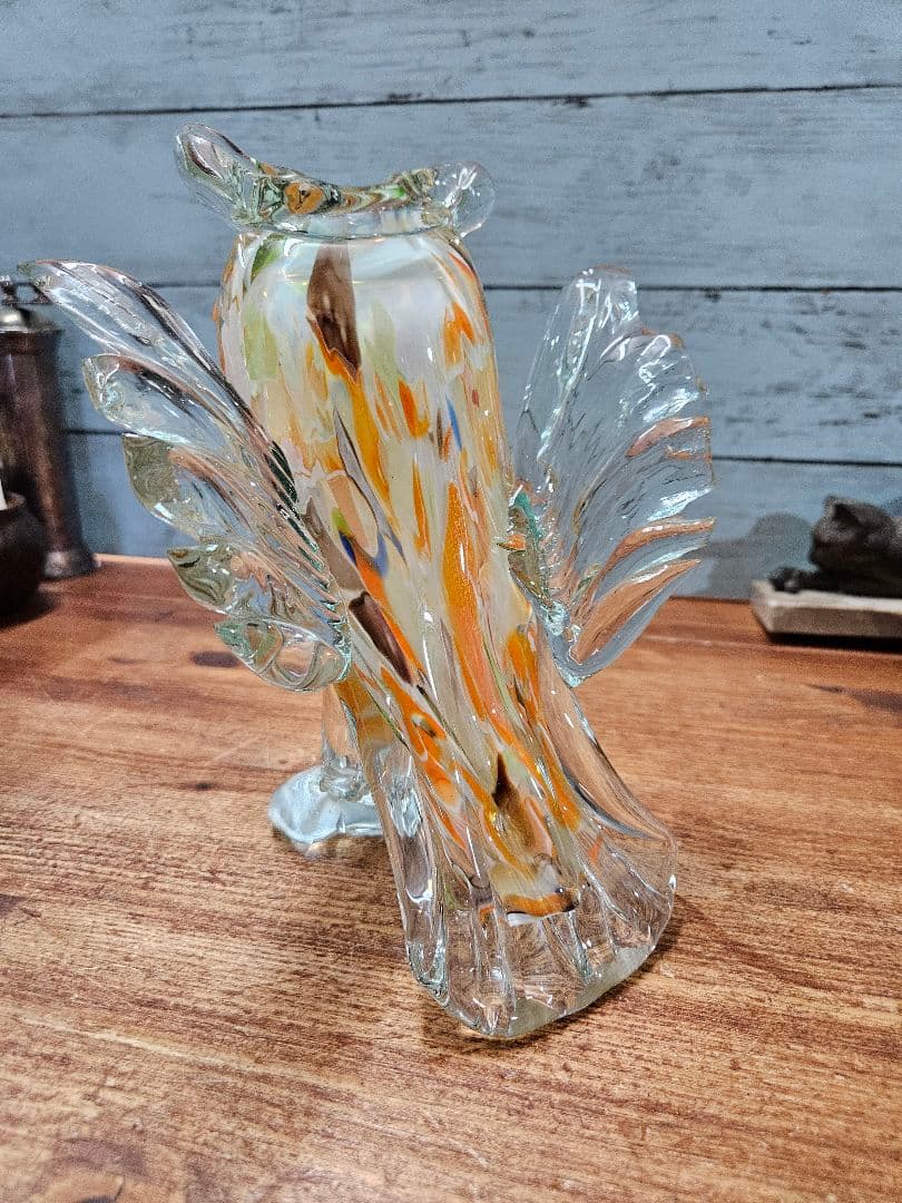 イタリアヴィンテージ ムラーノガラス ふくろうのオブジェ 大型