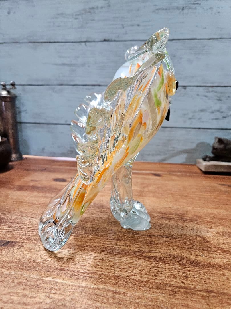 イタリアヴィンテージ ムラーノガラス ふくろうのオブジェ 大型