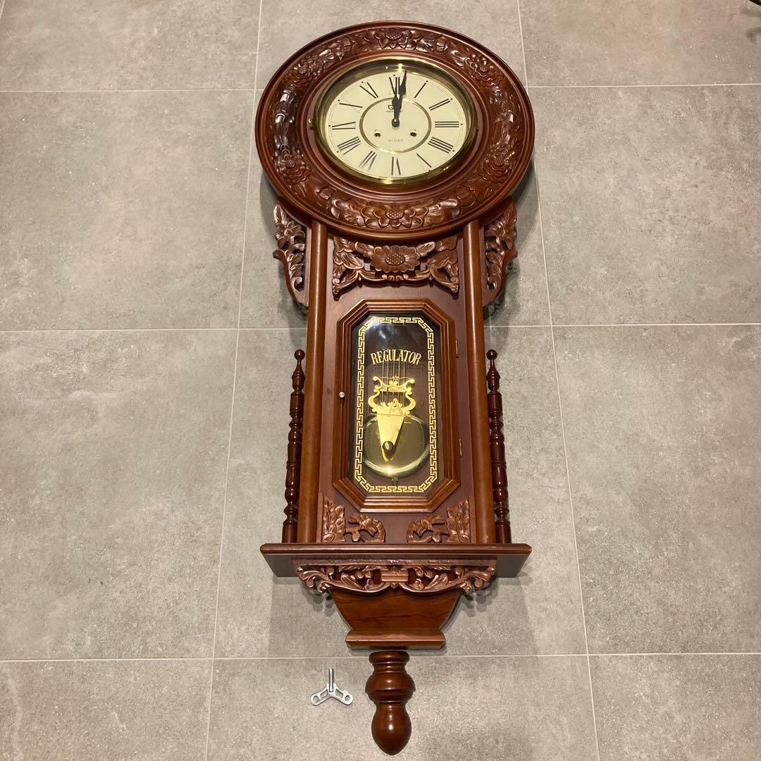 beacon 掛時計 木製 ボンボン ゼンマイ式 木彫 特大 126㎝ 貴重