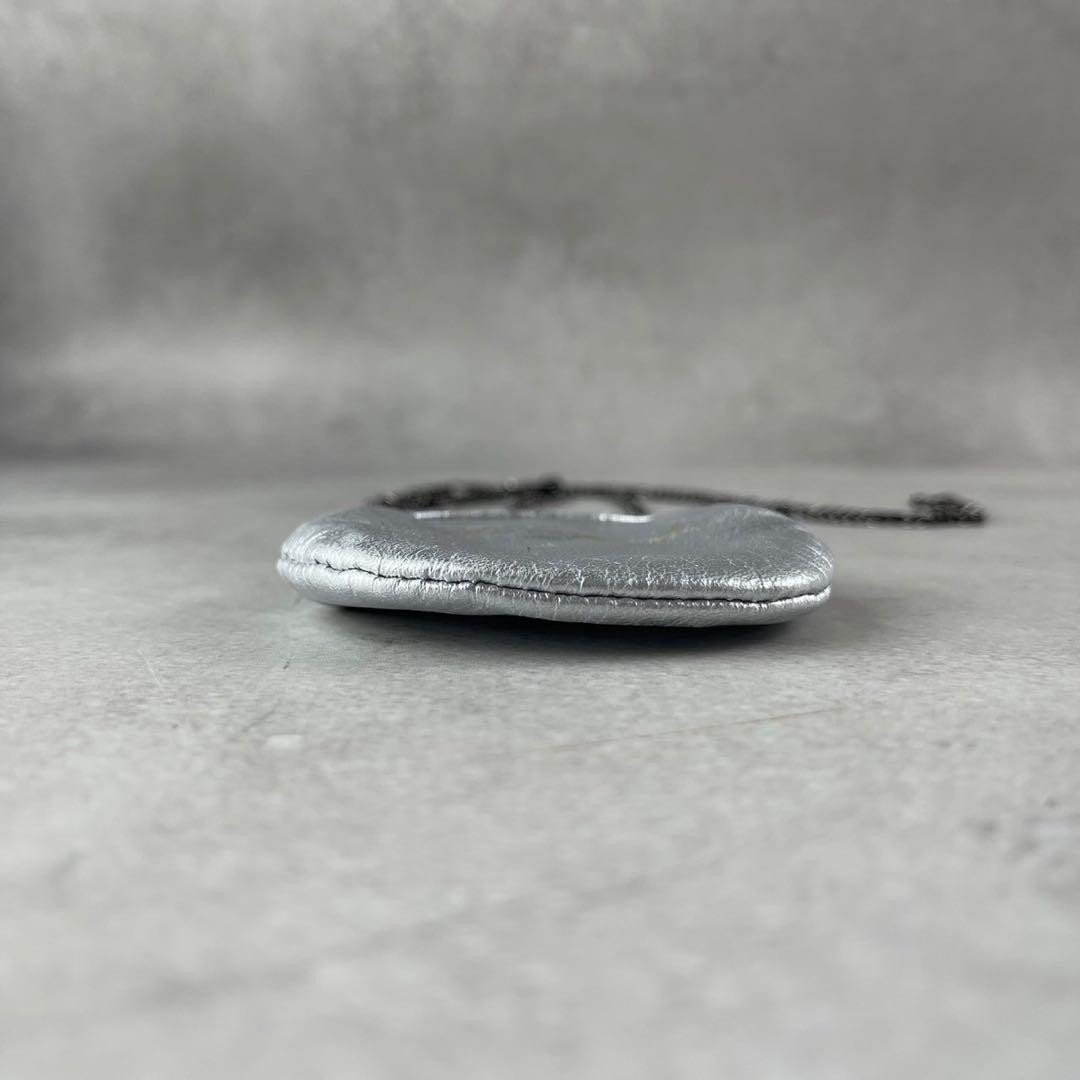 美品◎ディスコードヨウジヤマモト がま口ショルダーストラップ付き シルバー