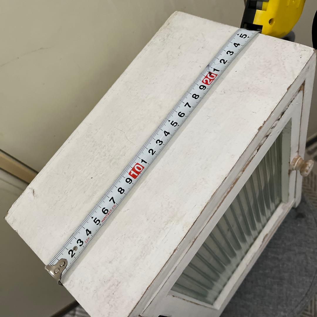 骨董市購入 アンティーク2段 シャビー 波ガラス