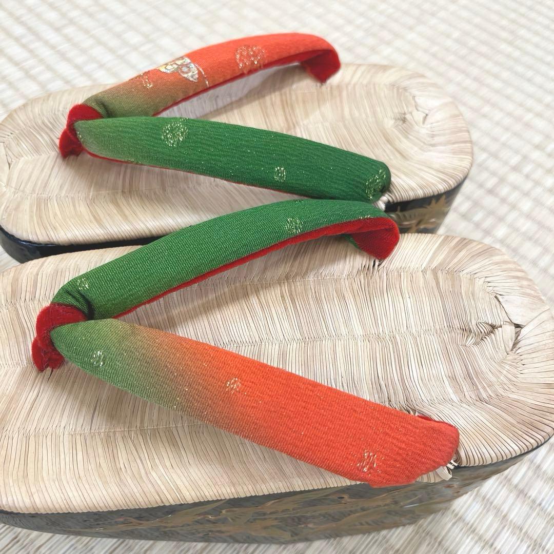 七五三 ぽっくり 七歳 飛鶴 漆金蒔絵 本畳 (未使用品)