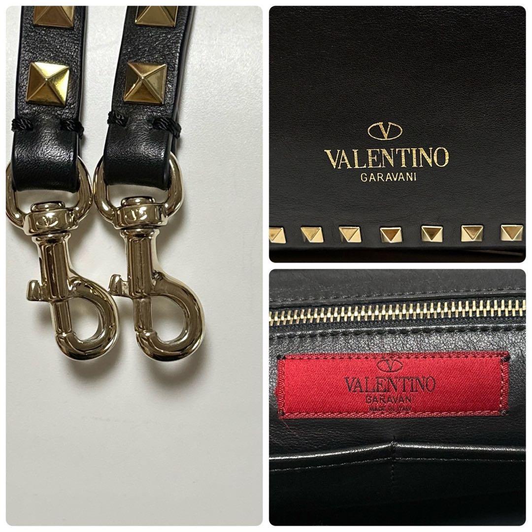 t67【極美品】ヴァレンティノ　ロックスタッズブラックレザー2wayショルダー.
