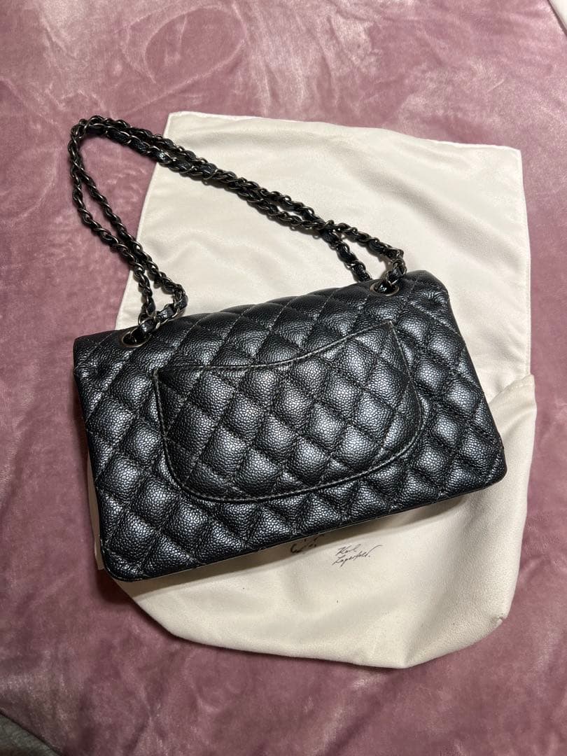 CHANEL マトラッセ キャビアスキン チェーンショルダーバッグ ダークグレー