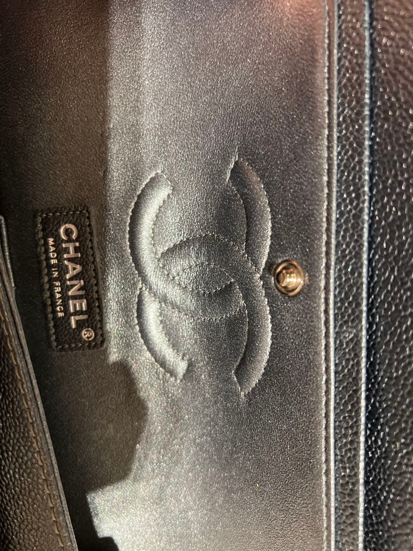 CHANEL マトラッセ キャビアスキン チェーンショルダーバッグ ダークグレー