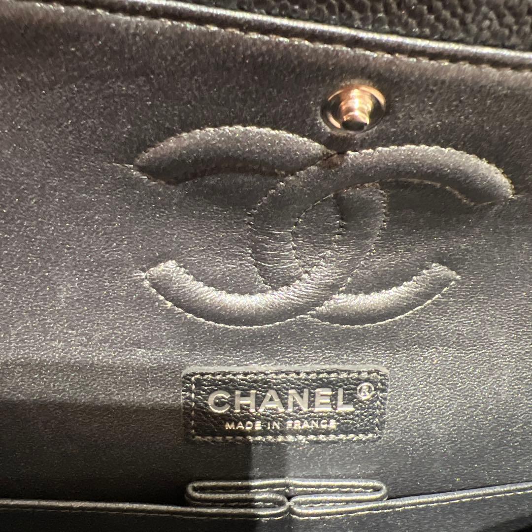 CHANEL マトラッセ キャビアスキン チェーンショルダーバッグ ダークグレー