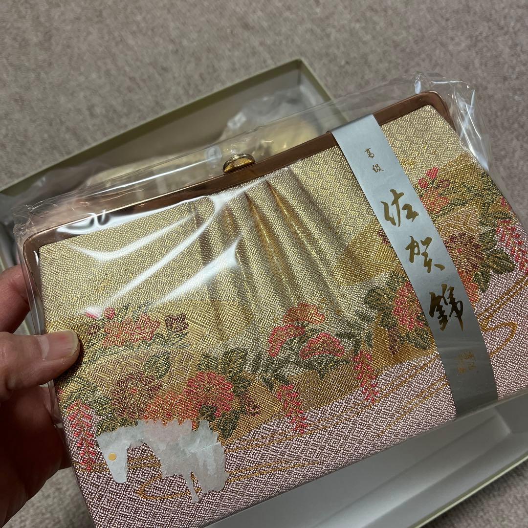 草履とバッグのセット　振袖　ゴールド　ピンク