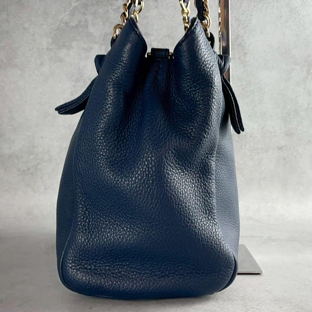 ✨美品✨トリーバーチ　ハンドバッグ　2way クロスボディ　チェーン　レザー　紺