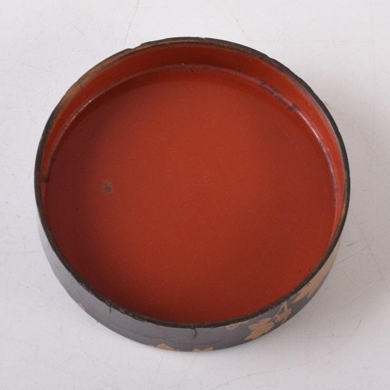 茶道具　漆塗　時代花草蒔絵　香合　時代箱付　V　8233