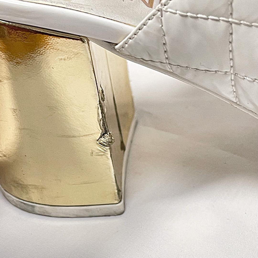 CHANEL シャネル パテント ココマーク サンダル ホワイト 37 1/2