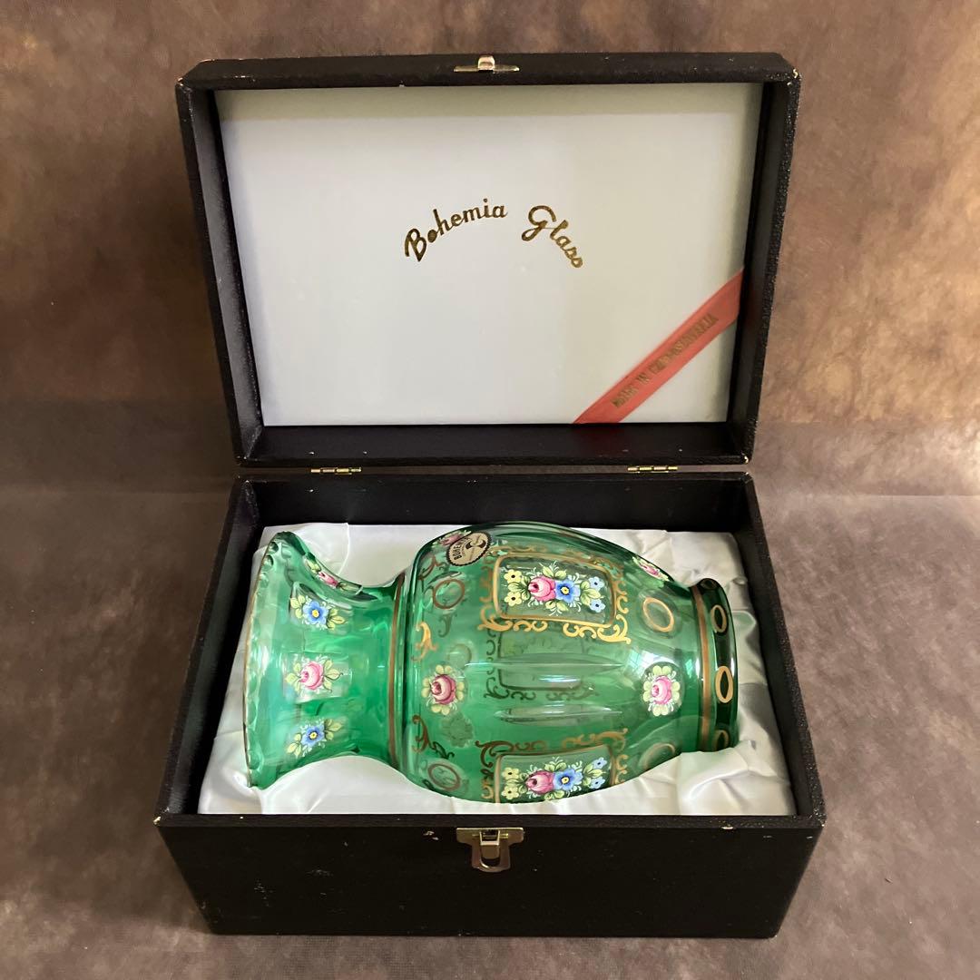 エナメル彩 ボヘミアガラス花瓶21cm29176