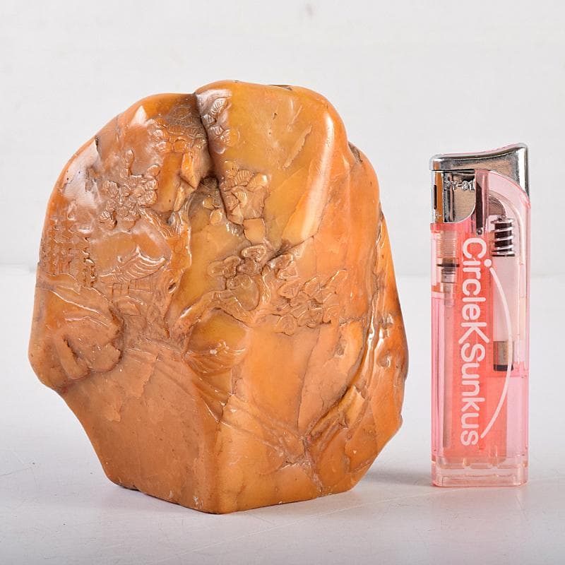 中国 篆刻 玉石田黄石彫刻 山水刻 印材 置物 Y R8542 中国 篆刻 玉石