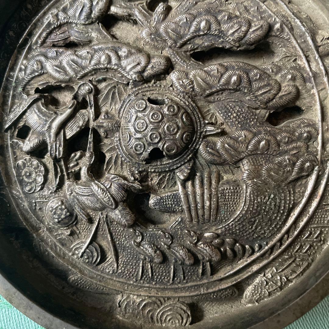 青銅鏡 鶴 亀 松