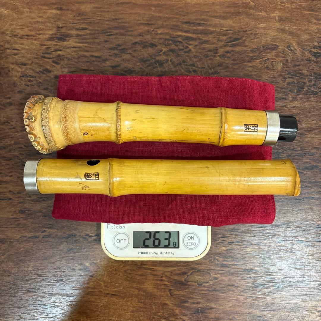 尺八 竹治刻印2箇所 銀三線 竹製 琴古流 約48、5㎝