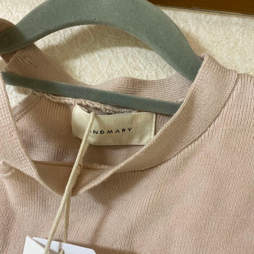 トップス ANDMARY Angie ribbon tank pink beige