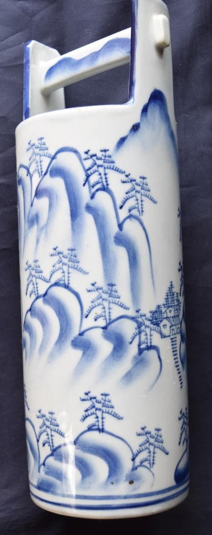 古美術・宝財、時代物、染色山水画、手瓶型花入れ、置物陶芸、手桶、花器