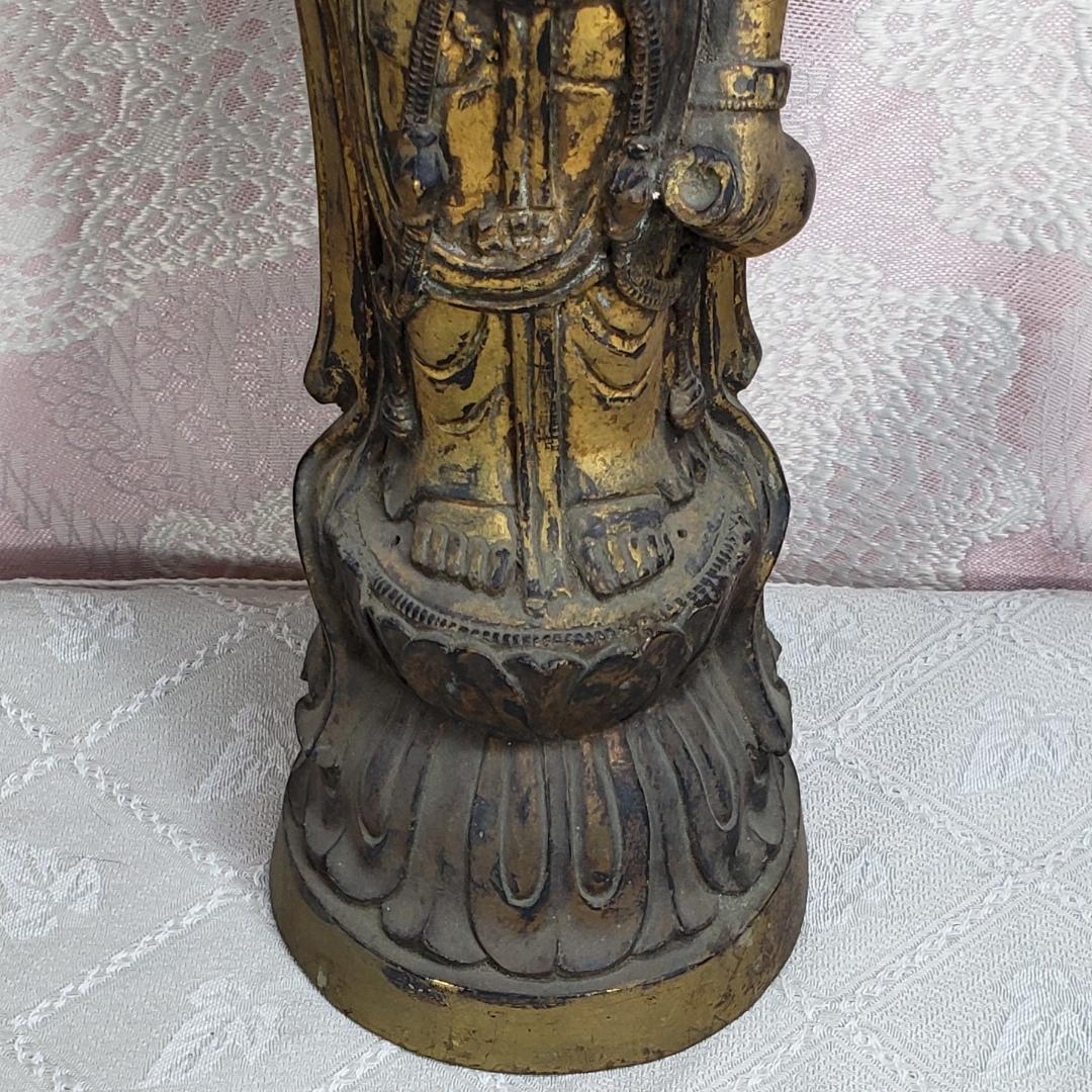 百済仏】◇百済金銅観音菩薩立像 高:37cm 仏像◇検）高麗仏 新羅仏