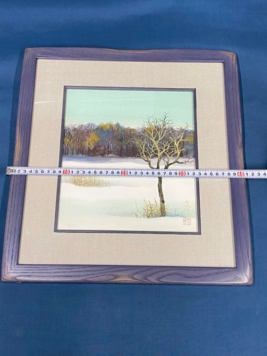 絵画　色紙画　色紙額　水彩画　新雪　　3