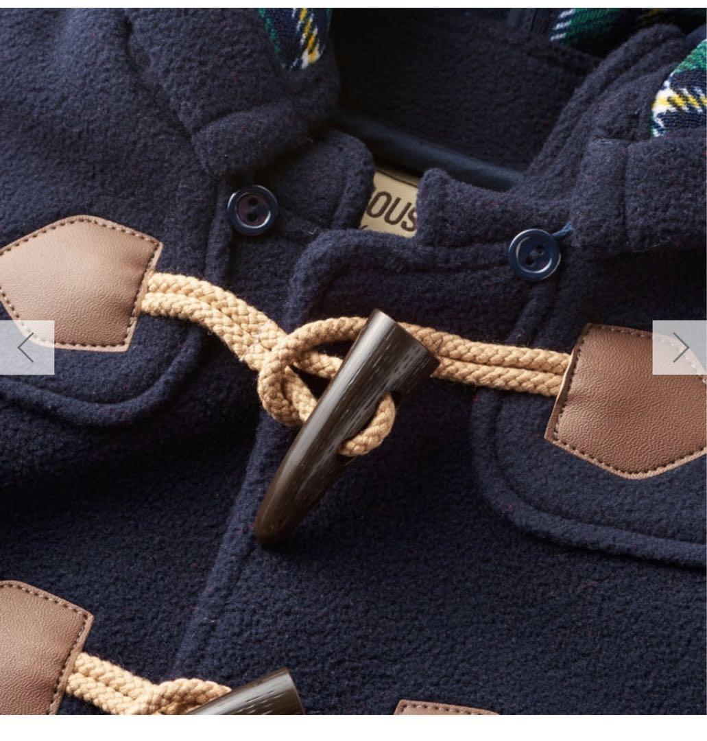 ミキハウス フリースダッフルコート ネイビー フード付き 90