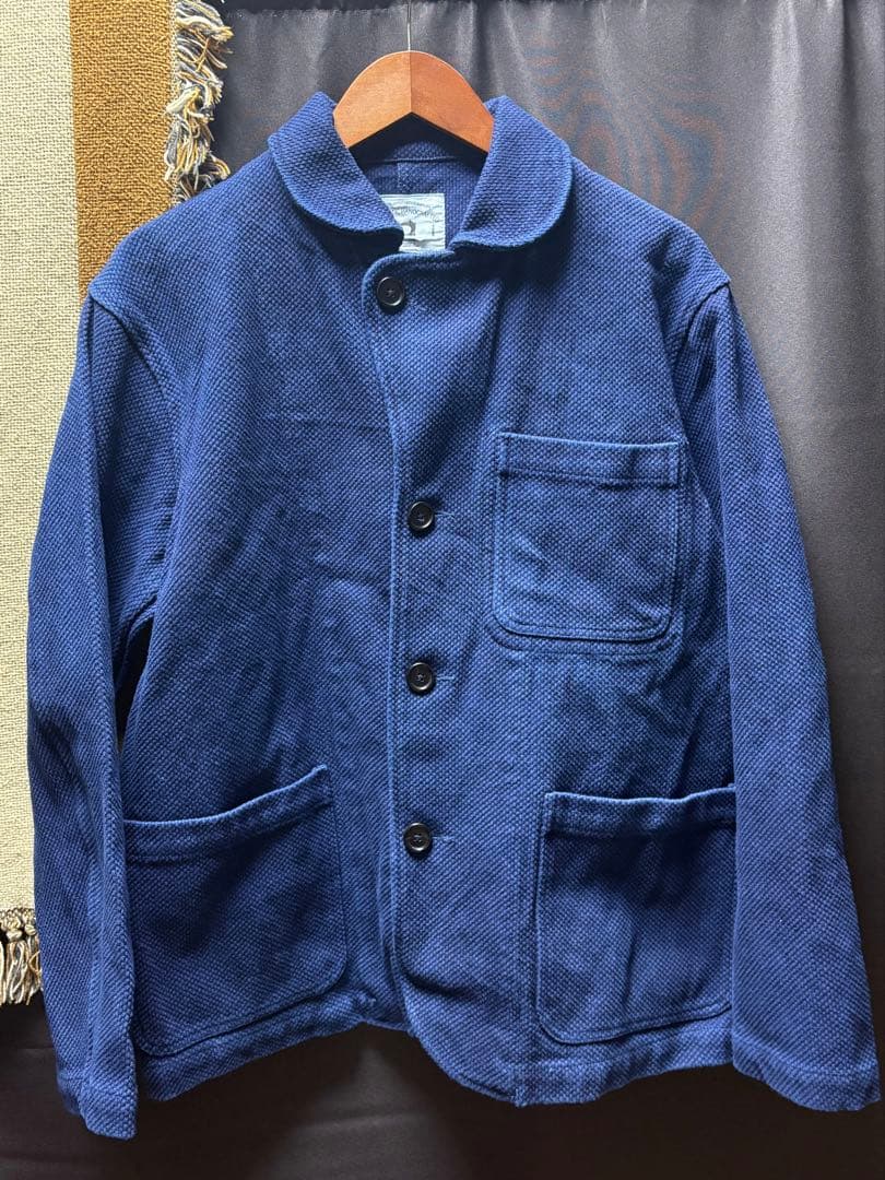 KARAKU 藍染め刺子フレンチワークジャケット 美品 カバーオール インディゴ