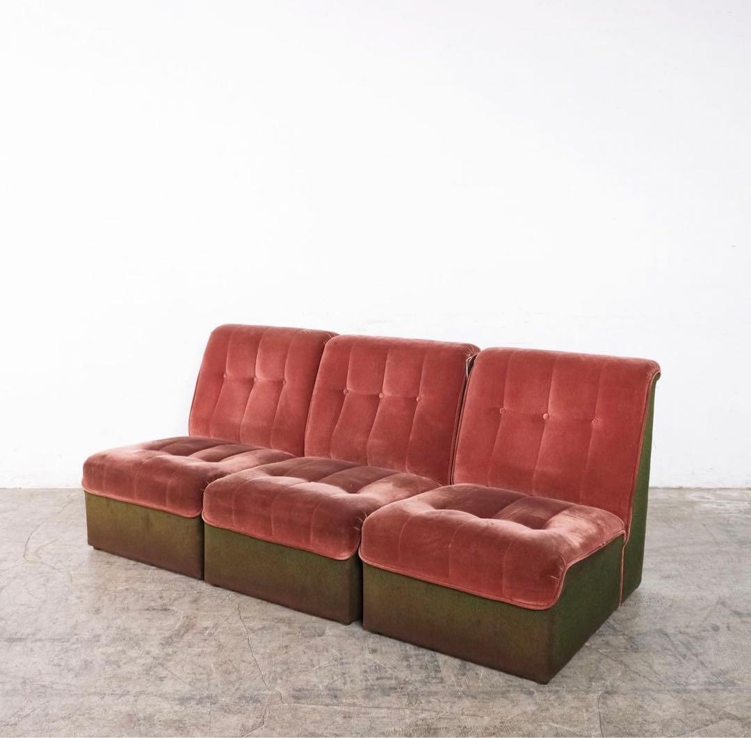 Nehann.|バイカラーベロアソファ；2シーター