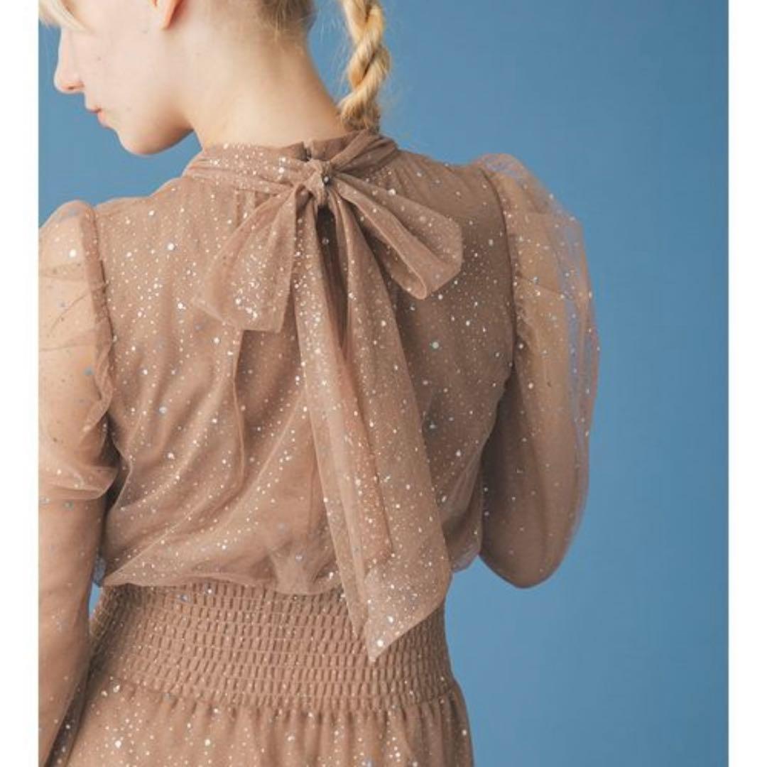 ドレス　ロングスリーブラメチュールドレス　furfur