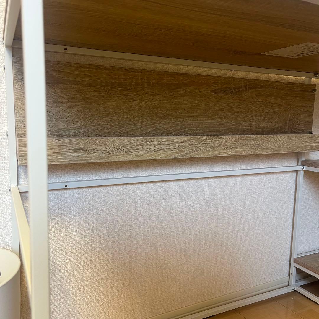 LOWYA パソコンデスク 幅110cm おしゃれ 本棚付き 収納付き ラック