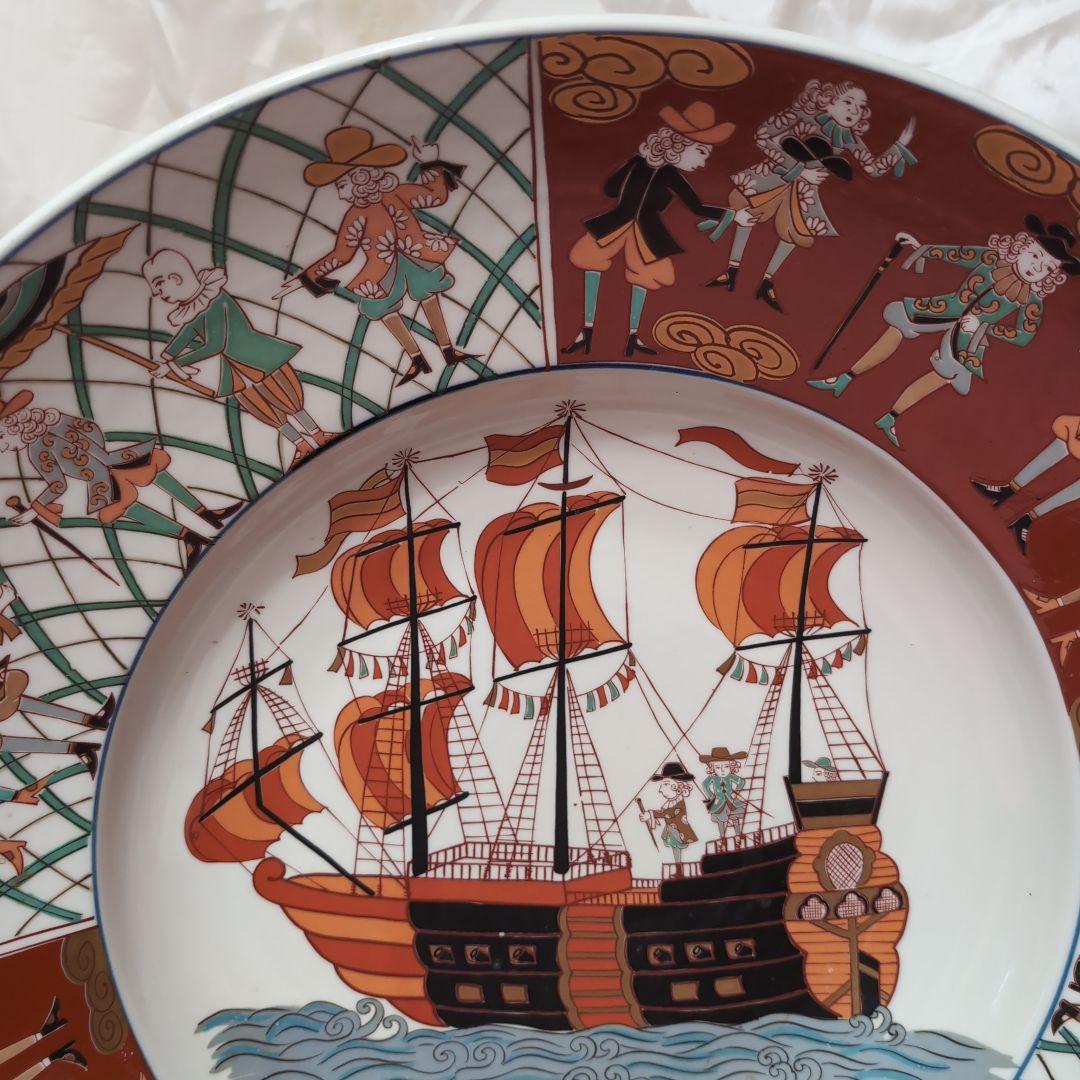 古伊万里南蛮船人物図兜皿