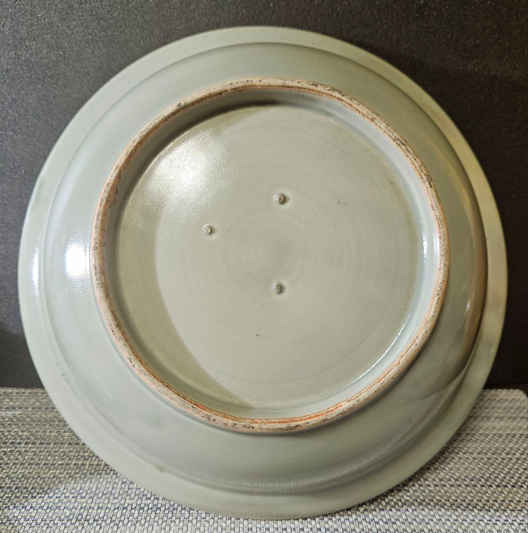 本物保証❗️】江戸時代前期 寛文期 初期伊万里青磁 陰刻草花 口縁渦巻き