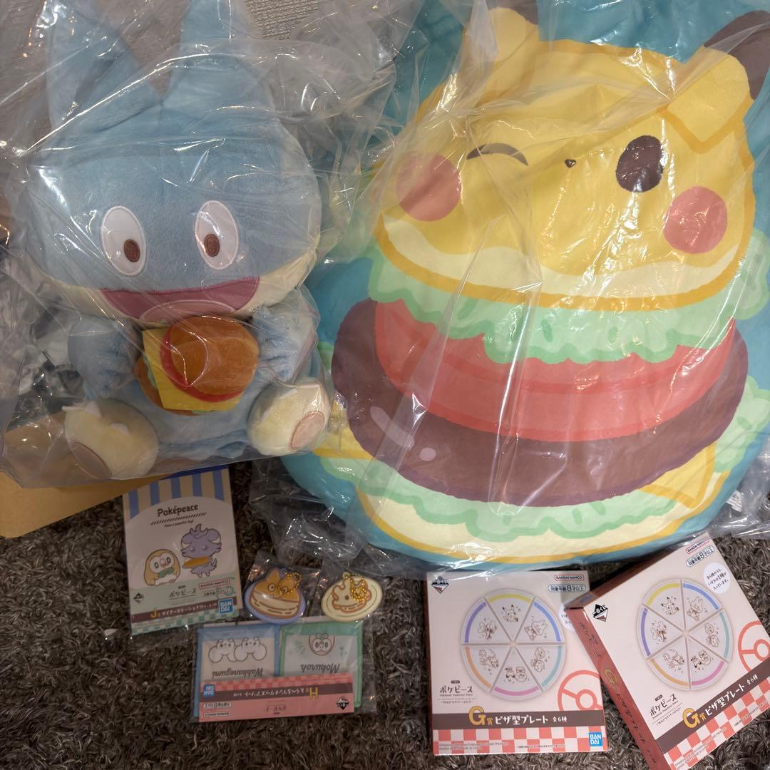 一番くじ ポケピース A賞 ゴンベぬいぐるみ D賞 ピカチュウクッション