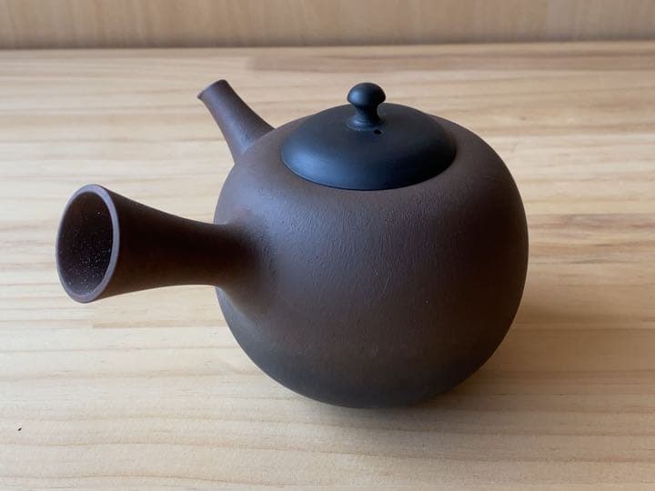 常滑焼 都築青峰作 茶注 黒泥急須 共箱 焼き締め 作家物