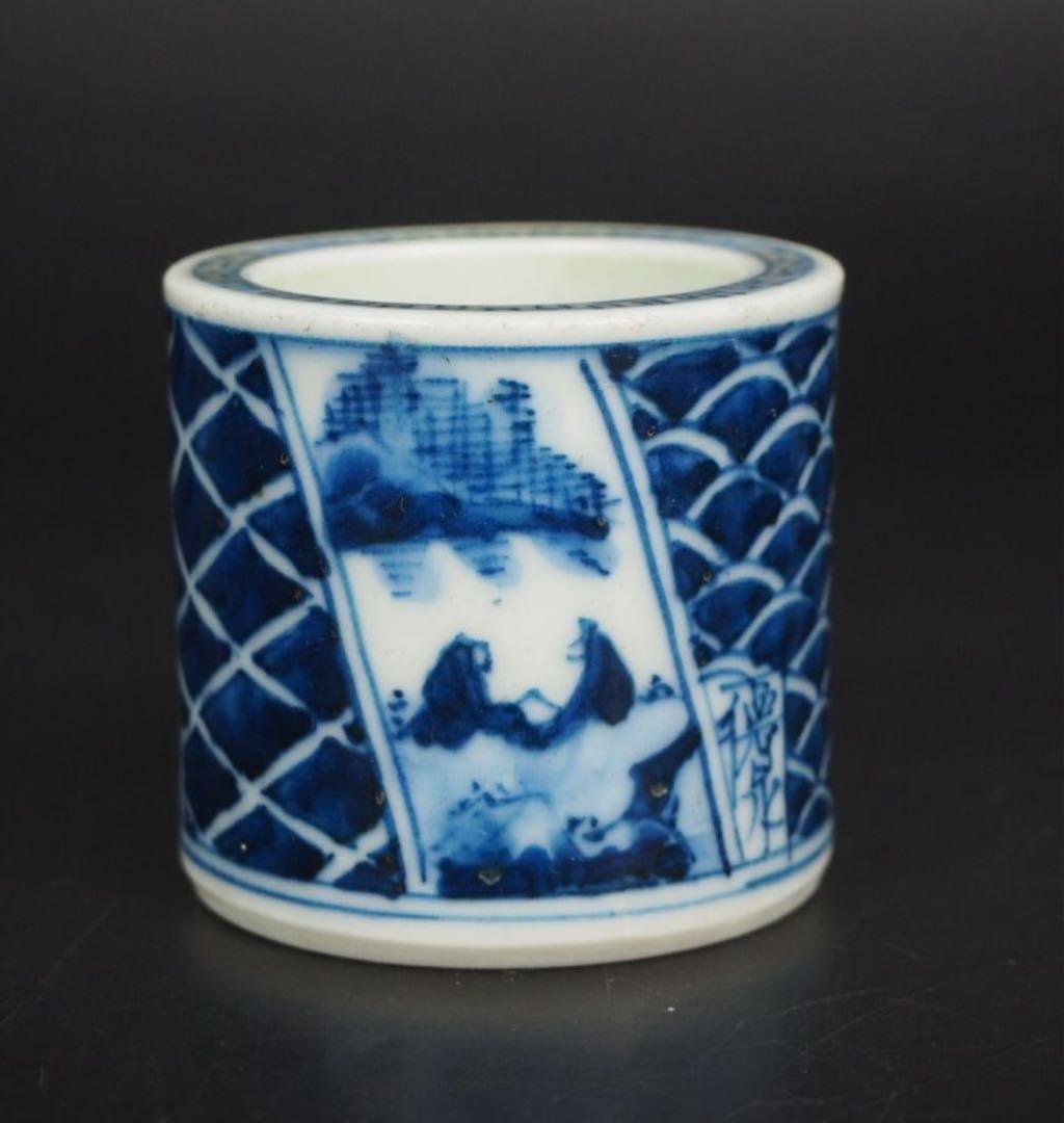 送料無料　紫翠窯　名工初代『西村徳泉』造 山水楼閣蓋置　煎茶道具