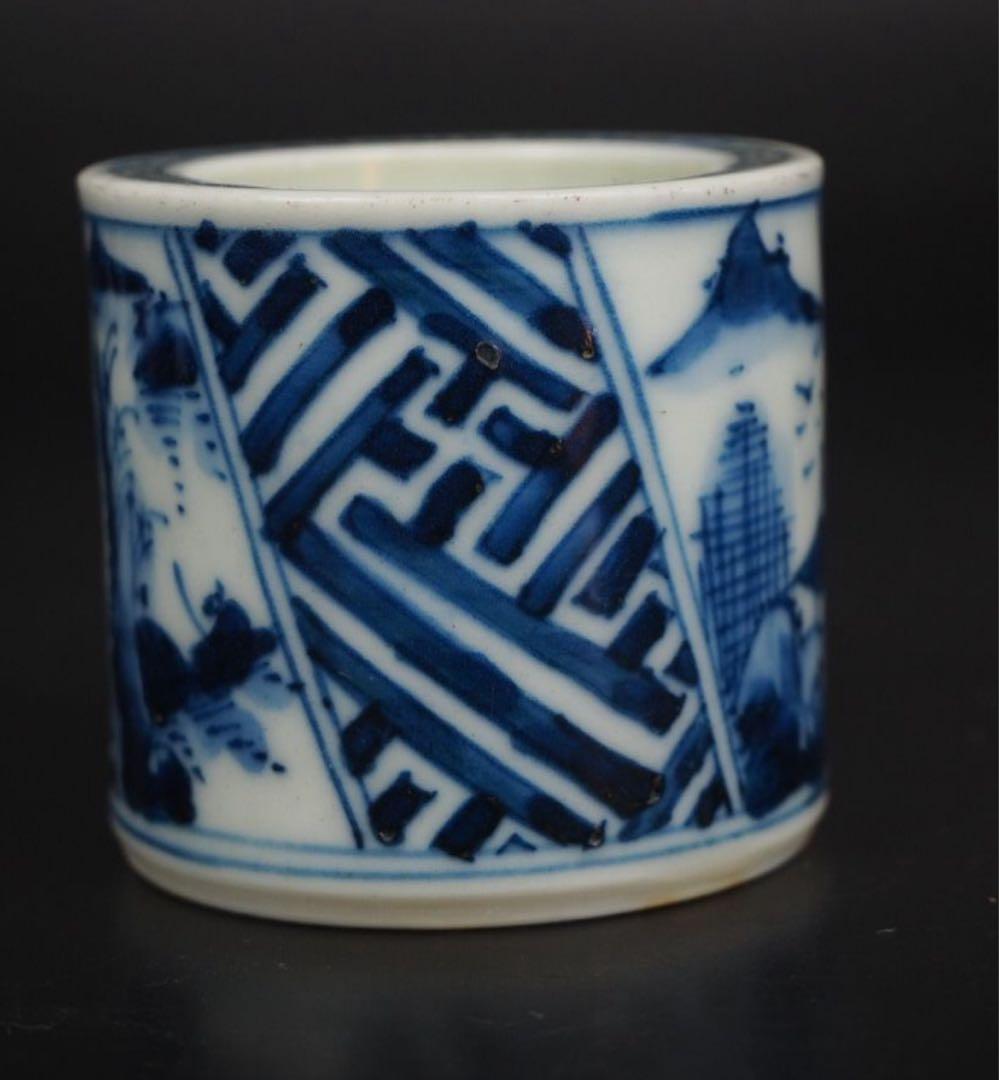 送料無料　紫翠窯　名工初代『西村徳泉』造 山水楼閣蓋置　煎茶道具