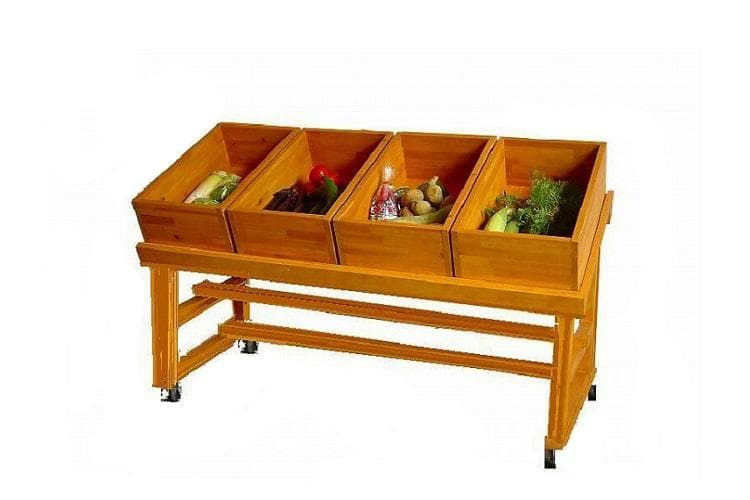 美品！木製 野菜 ディスプレイラック 箱4つ オークカラー 美品！木製 野菜 ディスプレイラック 箱4つ オークカラー 美品！木製